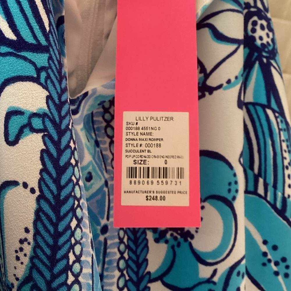 Lilly Pulitzer Blue and White Floral women’s One-Piece maxi romper - Picture 3 of 5